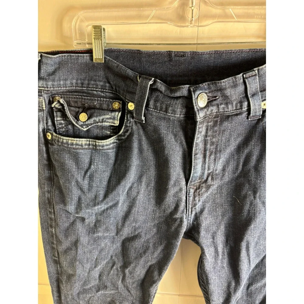 True Religion Rocco Relaxed Skinny Jeans Dark Indigo Blue Mens Size 38 Denim